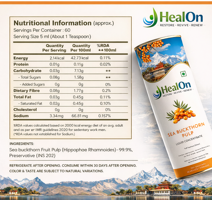 🌿HealOn™ – Sea Buckthorn Juice (Pulp) Vitamin C | Immunity & Skin Glow